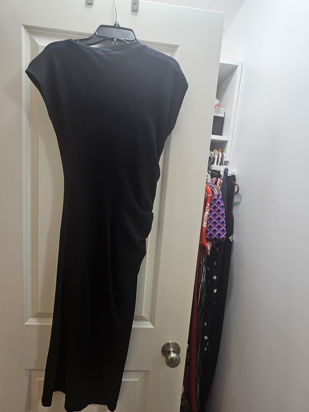 Zara Black Cap-Sleeve Midi Dress